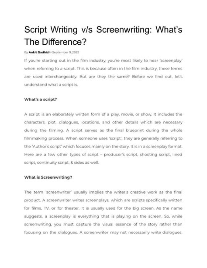 What is the difference between script writing and screenwriting?